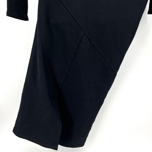 Marcella NYC Charis Black Cotton Blend Asymmetrical Scuba Dress Size Large NWT - Picture 3 of 7